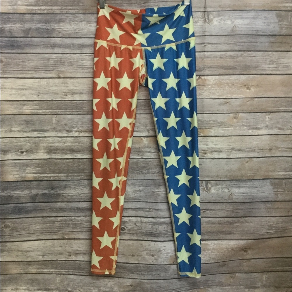 teeki Red & Blue Star Print Leggings, size S